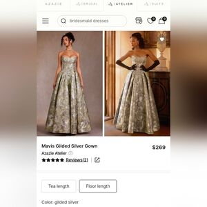 Azazie Gilded Silver Gown